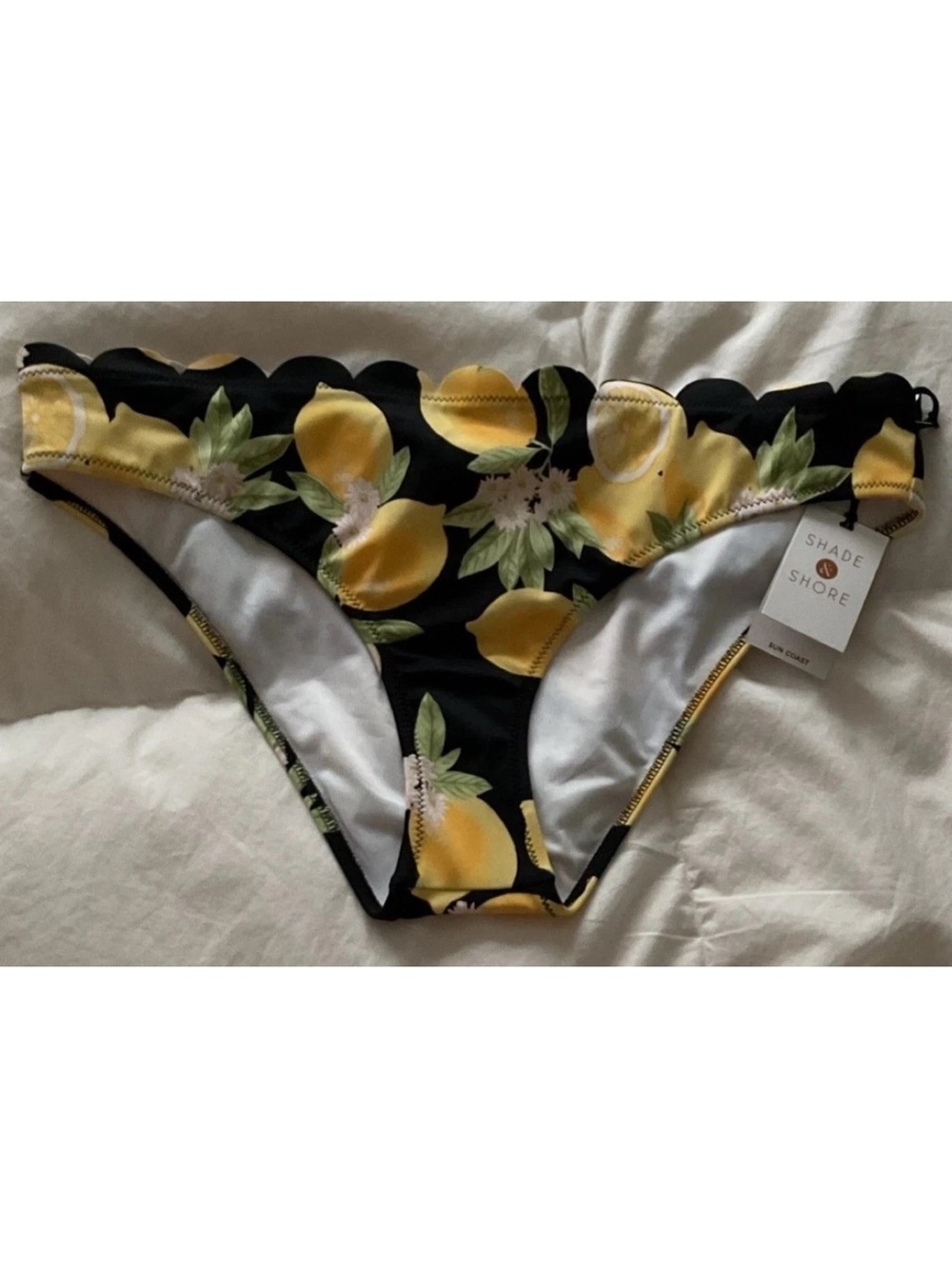 Shade & Shore Black Lemon Print Bikini Bottoms